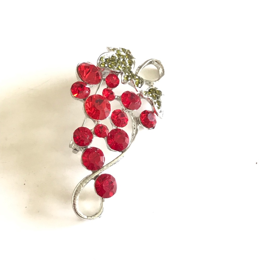 • Item#B04 • Red Grapes on a vine Brooch • NWT